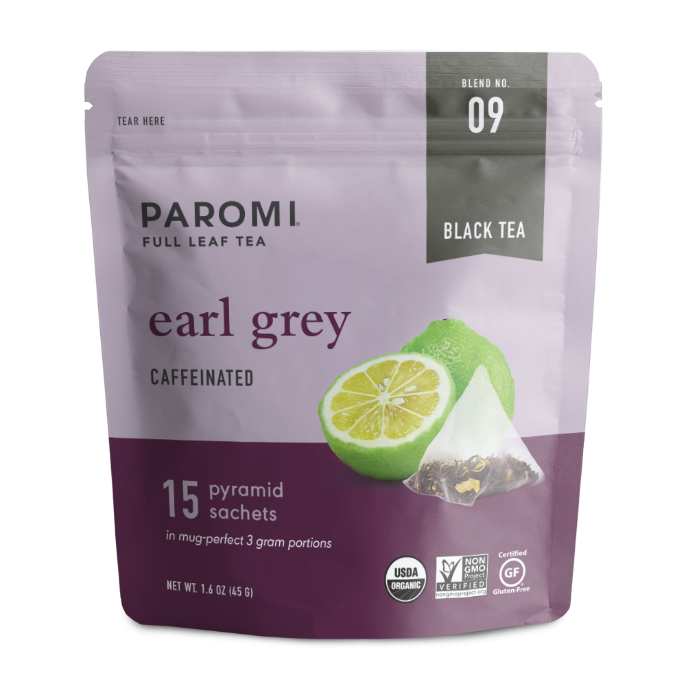 Organic Earl Grey Black Tea, Full Leaf, in Pyramid Tea Bags