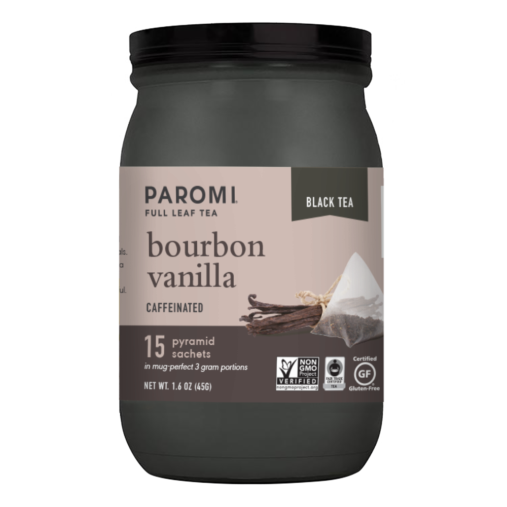 Organic Bourbon Vanilla Black Tea, Full Leaf, in Pyramid Tea Bags