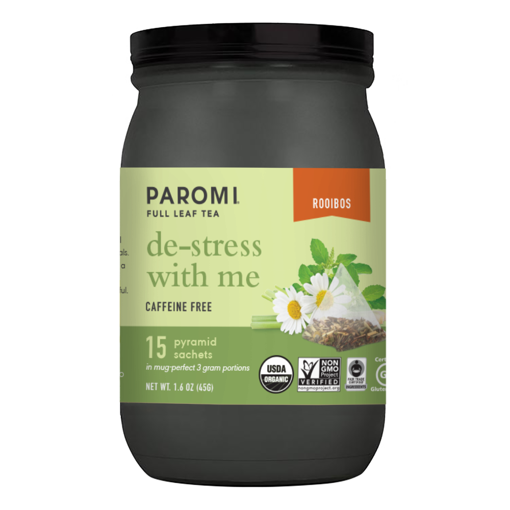 Organic De-Stress Rooibos Tea, Caffeine Free, in Pyramid Tea Bags