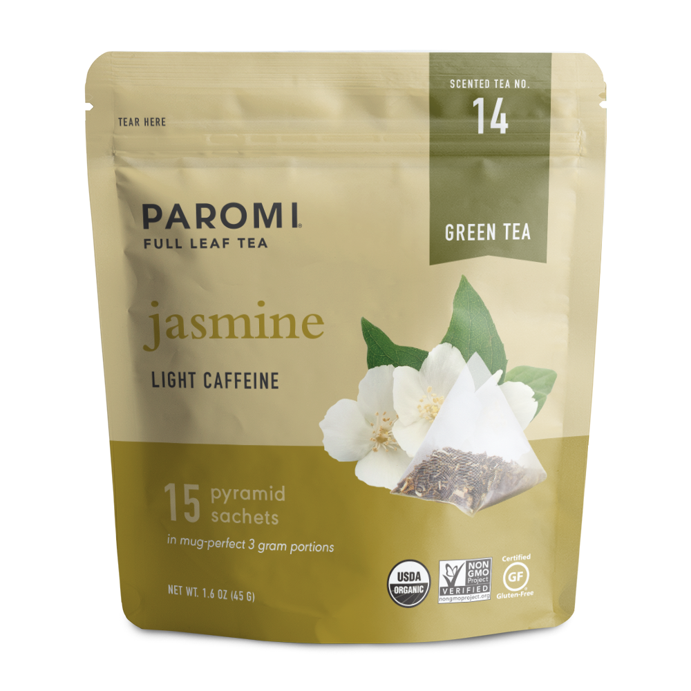 Organic Jasmine Green Tea, Full Leaf, in Pyramid Tea Bags