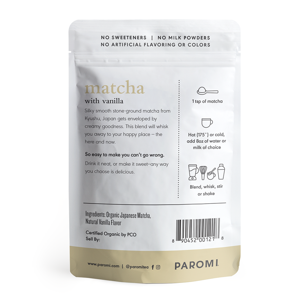 Organic Matcha Vanilla, Stone Ground Japanese Tencha Green Tea