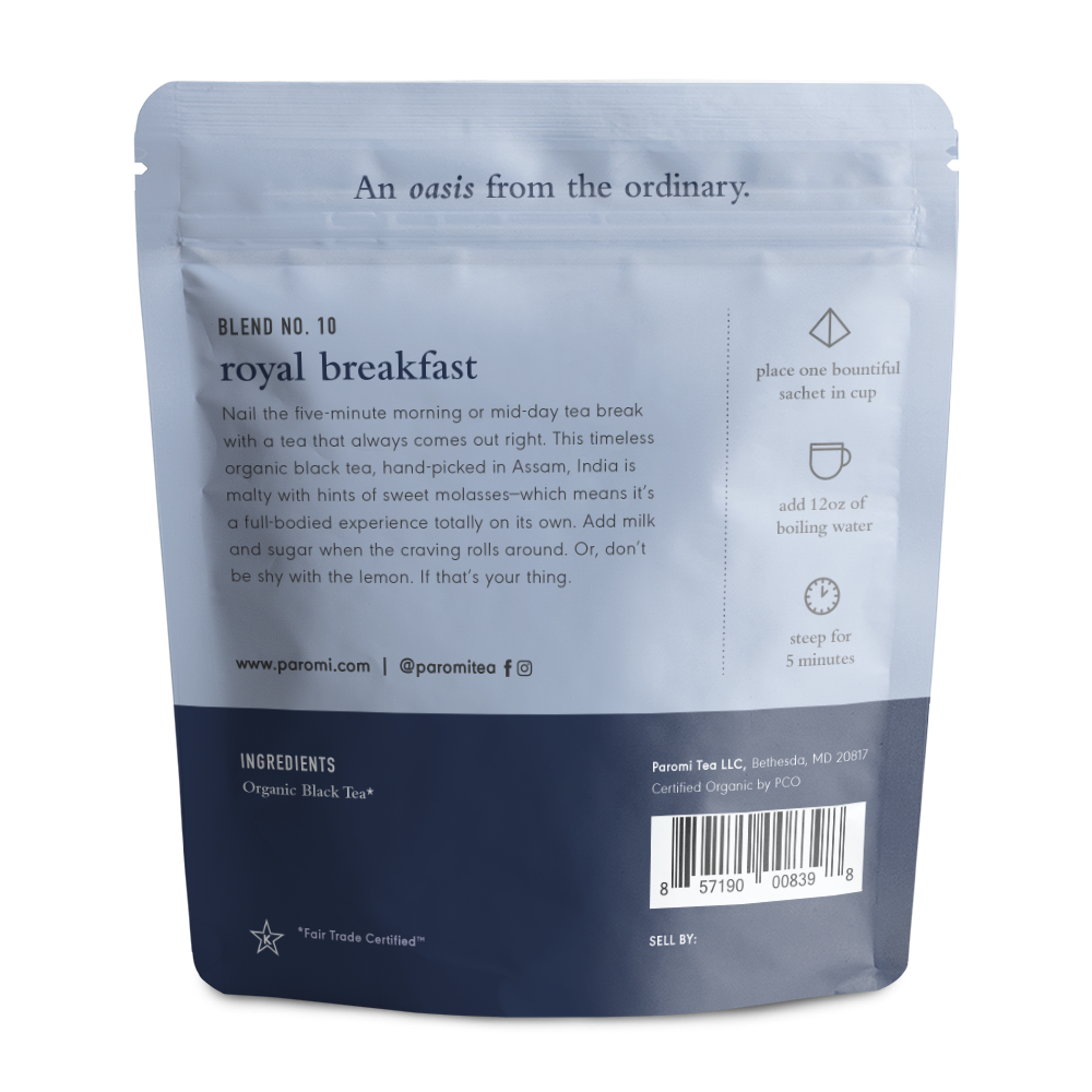 Organic Royal Breakfast Black Tea, Full Leaf, in Pyramid Tea Bags ...