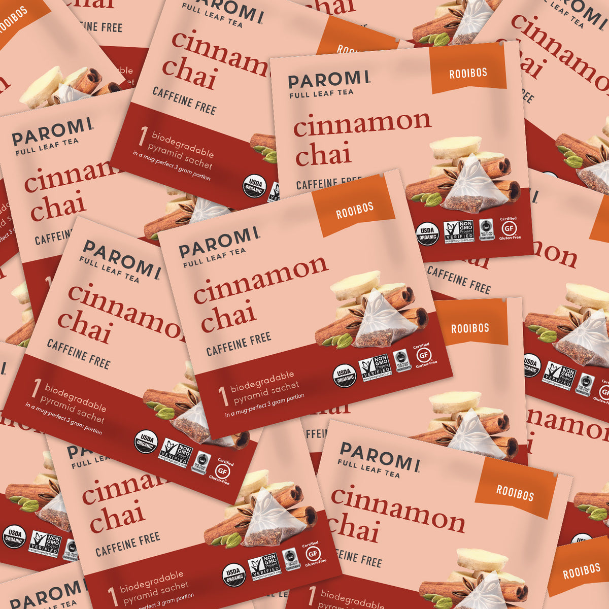 Organic Cinnamon Chai Rooibos Tea, Caffeine Free, in Pyramid Tea Bags