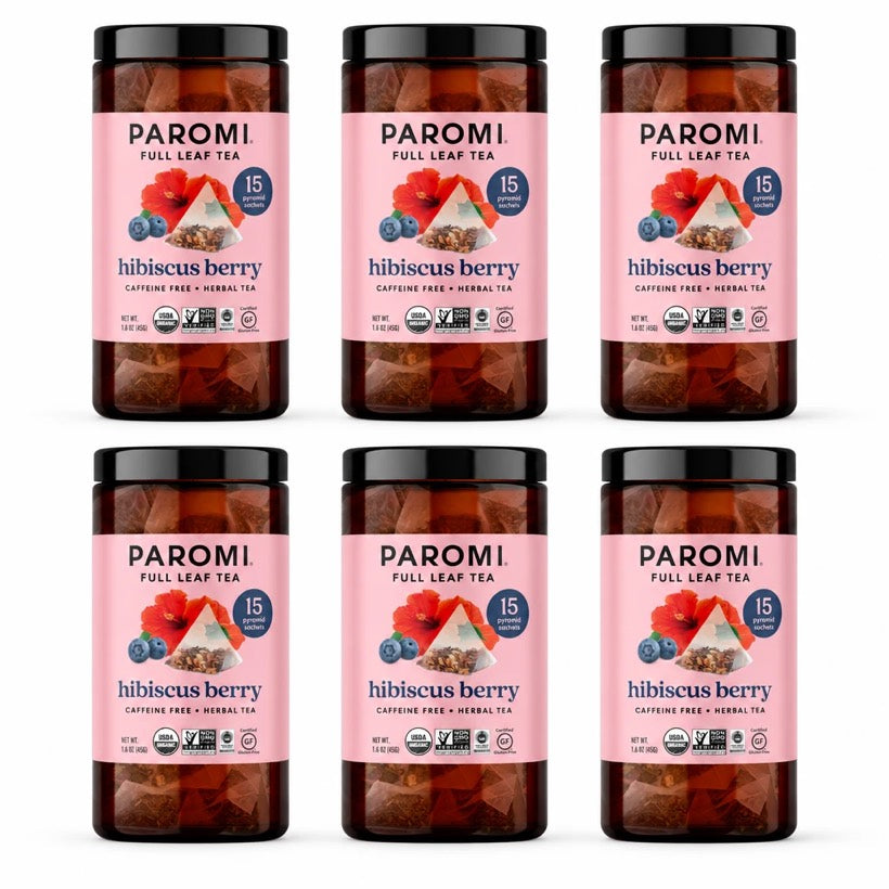 Organic Hibiscus Berry Herbal Tea, Caffeine Free, in Pyramid Tea Bags